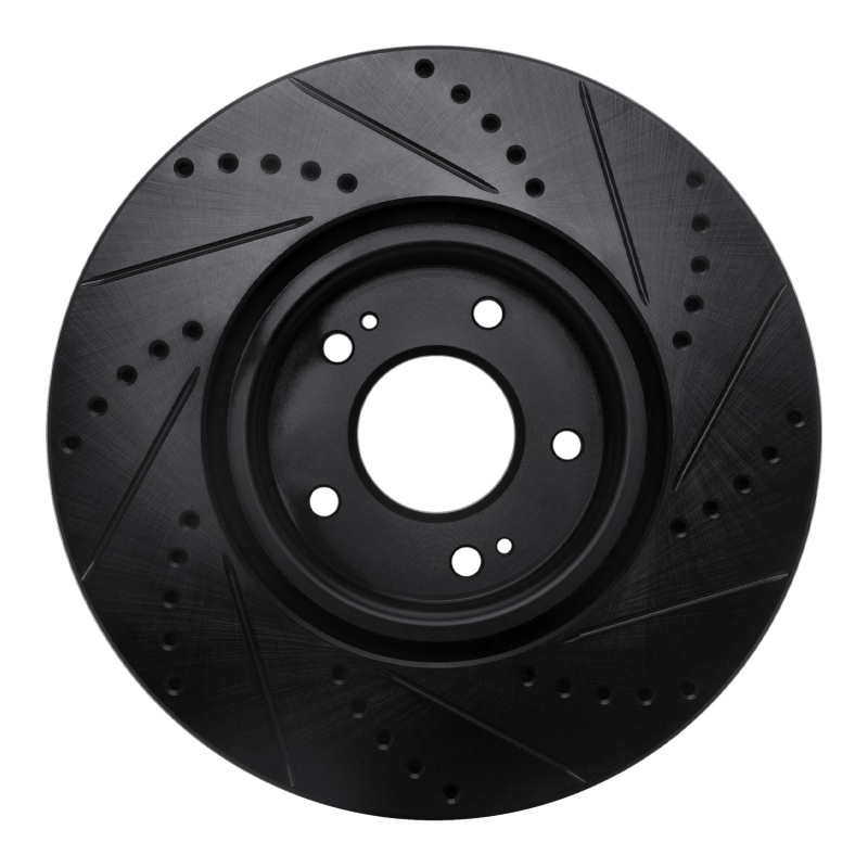 Mitsubishi Lancer Brake Rotor (1) - Front Left - R1 Concepts - Drilled & Slotted - Black - `03-`06